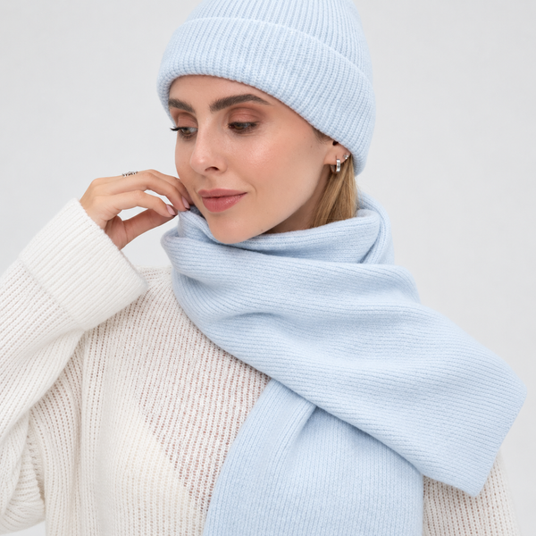 Жіночий в&rsquo;язаний шарф Classic &mdash; Sky Blue Classic_06 фото